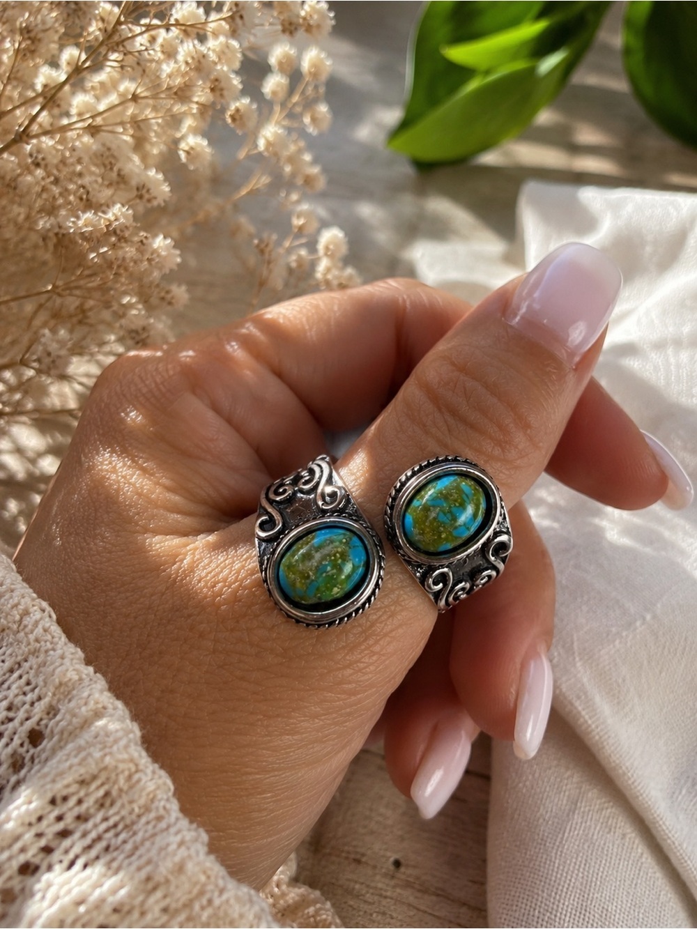Turquoise Adjustable Wrap Ring | Boho Statement Ring